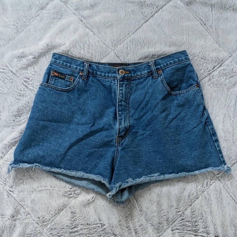 Route 66 High-waisted denim cut off shorts